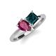 4 - Zoya Pear Shape Rhodolite Garnet & Princess Shape London Blue Topaz 2 Stone Duo Ring 