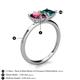 5 - Zoya Pear Shape Rhodolite Garnet & Princess Shape London Blue Topaz 2 Stone Duo Ring 