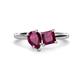1 - Zoya Pear & Princess Shape Rhodolite Garnet 2 Stone Duo Ring 