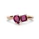 1 - Zoya Pear & Princess Shape Rhodolite Garnet 2 Stone Duo Ring 