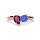 1 - Zoya Pear Shape Rhodolite Garnet & Princess Shape Tanzanite 2 Stone Duo Ring 
