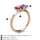 5 - Zoya Pear Shape Rhodolite Garnet & Princess Shape Tanzanite 2 Stone Duo Ring 