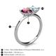 5 - Zoya Pear Shape Rhodolite Garnet & Princess Shape Aquamarine 2 Stone Duo Ring 