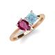4 - Zoya Pear Shape Rhodolite Garnet & Princess Shape Aquamarine 2 Stone Duo Ring 