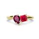 1 - Zoya Pear Shape Rhodolite Garnet & Princess Shape Lab Created Ruby 2 Stone Duo Ring 