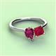3 - Zoya Pear Shape Rhodolite Garnet & Princess Shape Lab Created Ruby 2 Stone Duo Ring 