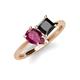 4 - Zoya Pear Shape Rhodolite Garnet & Princess Shape Black Diamond 2 Stone Duo Ring 