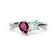 1 - Zoya Pear Shape Rhodolite Garnet & Princess Shape Lab Created Opal 2 Stone Duo Ring 