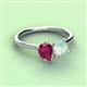3 - Zoya Pear Shape Rhodolite Garnet & Princess Shape Lab Created Opal 2 Stone Duo Ring 
