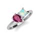 4 - Zoya Pear Shape Rhodolite Garnet & Princess Shape Lab Created Opal 2 Stone Duo Ring 