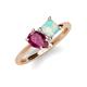 4 - Zoya Pear Shape Rhodolite Garnet & Princess Shape Lab Created Opal 2 Stone Duo Ring 