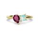1 - Zoya Pear Shape Rhodolite Garnet & Princess Shape Lab Created Opal 2 Stone Duo Ring 