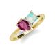 4 - Zoya Pear Shape Rhodolite Garnet & Princess Shape Lab Created Opal 2 Stone Duo Ring 