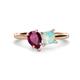 1 - Zoya Pear Shape Rhodolite Garnet & Princess Shape Lab Created Opal 2 Stone Duo Ring 