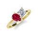 4 - Zoya Pear Shape Ruby & Princess Shape Certified Diamond 2 Stone Duo Ring 