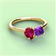 3 - Zoya Pear Shape Ruby & Princess Shape Amethyst 2 Stone Duo Ring 