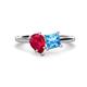1 - Zoya Pear Shape Ruby & Princess Shape Blue Topaz 2 Stone Duo Ring 