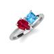 4 - Zoya Pear Shape Ruby & Princess Shape Blue Topaz 2 Stone Duo Ring 