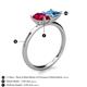 5 - Zoya Pear Shape Ruby & Princess Shape Blue Topaz 2 Stone Duo Ring 