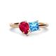 1 - Zoya Pear Shape Ruby & Princess Shape Blue Topaz 2 Stone Duo Ring 