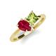 4 - Zoya Pear Shape Ruby & Princess Shape Peridot 2 Stone Duo Ring 