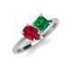 4 - Zoya Pear Shape Ruby & Princess Shape Lab Created Emerald 2 Stone Duo Ring 