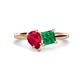 1 - Zoya Pear Shape Ruby & Princess Shape Lab Created Emerald 2 Stone Duo Ring 