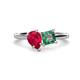 1 - Zoya Pear Shape Ruby & Princess Shape Lab Created Alexandrite 2 Stone Duo Ring 