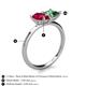 5 - Zoya Pear Shape Ruby & Princess Shape Lab Created Alexandrite 2 Stone Duo Ring 