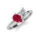 4 - Zoya Pear Shape Ruby & Princess Shape Forever Brilliant Moissanite 2 Stone Duo Ring 