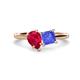1 - Zoya Pear Shape Ruby & Princess Shape Tanzanite 2 Stone Duo Ring 