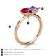 5 - Zoya Pear Shape Ruby & Princess Shape Tanzanite 2 Stone Duo Ring 
