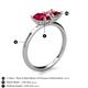 5 - Zoya Pear Shape Ruby & Princess Shape Pink Tourmaline 2 Stone Duo Ring 