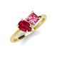 4 - Zoya Pear Shape Ruby & Princess Shape Pink Tourmaline 2 Stone Duo Ring 