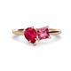 1 - Zoya Pear Shape Ruby & Princess Shape Pink Tourmaline 2 Stone Duo Ring 