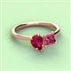 3 - Zoya Pear Shape Ruby & Princess Shape Pink Tourmaline 2 Stone Duo Ring 