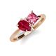 4 - Zoya Pear Shape Ruby & Princess Shape Pink Tourmaline 2 Stone Duo Ring 