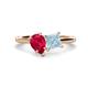 1 - Zoya Pear Shape Ruby & Princess Shape Aquamarine 2 Stone Duo Ring 