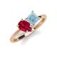 4 - Zoya Pear Shape Ruby & Princess Shape Aquamarine 2 Stone Duo Ring 