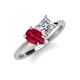 4 - Zoya Pear Shape Ruby & Princess Shape GIA Certified Diamond 2 Stone Duo Ring 