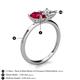5 - Zoya Pear Shape Ruby & Princess Shape GIA Certified Diamond 2 Stone Duo Ring 