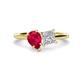 1 - Zoya Pear Shape Ruby & Princess Shape GIA Certified Diamond 2 Stone Duo Ring 