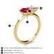 5 - Zoya Pear Shape Ruby & Princess Shape GIA Certified Diamond 2 Stone Duo Ring 