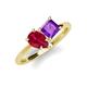 4 - Zoya Pear Shape Ruby & Princess Shape Amethyst 2 Stone Duo Ring 