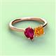 3 - Zoya Pear Shape Ruby & Princess Shape Citrine 2 Stone Duo Ring 
