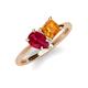 4 - Zoya Pear Shape Ruby & Princess Shape Citrine 2 Stone Duo Ring 