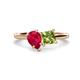 1 - Zoya Pear Shape Ruby & Princess Shape Peridot 2 Stone Duo Ring 