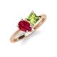4 - Zoya Pear Shape Ruby & Princess Shape Peridot 2 Stone Duo Ring 