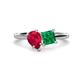 1 - Zoya Pear Shape Ruby & Princess Shape Lab Created Emerald 2 Stone Duo Ring 