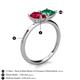 5 - Zoya Pear Shape Ruby & Princess Shape Lab Created Emerald 2 Stone Duo Ring 